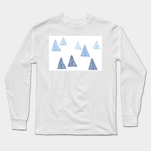 Blue Winter Trees Long Sleeve T-Shirt